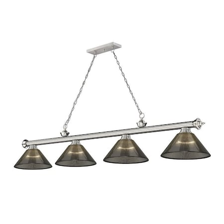 Z-Lite Cordon 4 Light Billiard, Brushed Nickel & Smoke 2306-4BN-ARS